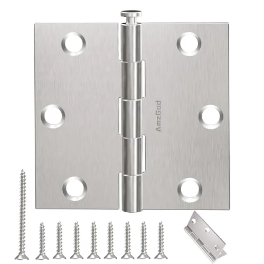 

Door Hinges - Satin Door Hinges.5 Inch Rounded Interior Door Hinge with Square Corners - 1/2 Inch Silver Hinges for Residential