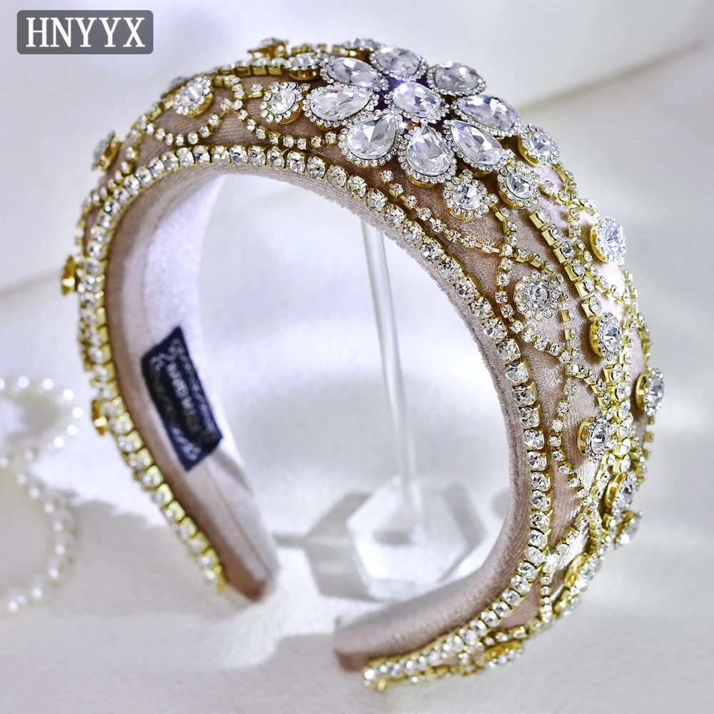 HNYYX Bohemian Rhinestone Hair Accessories Unique Flower Crystal Headband Wedding Bridesmaid Jewelry Hair Tiara Gift A252