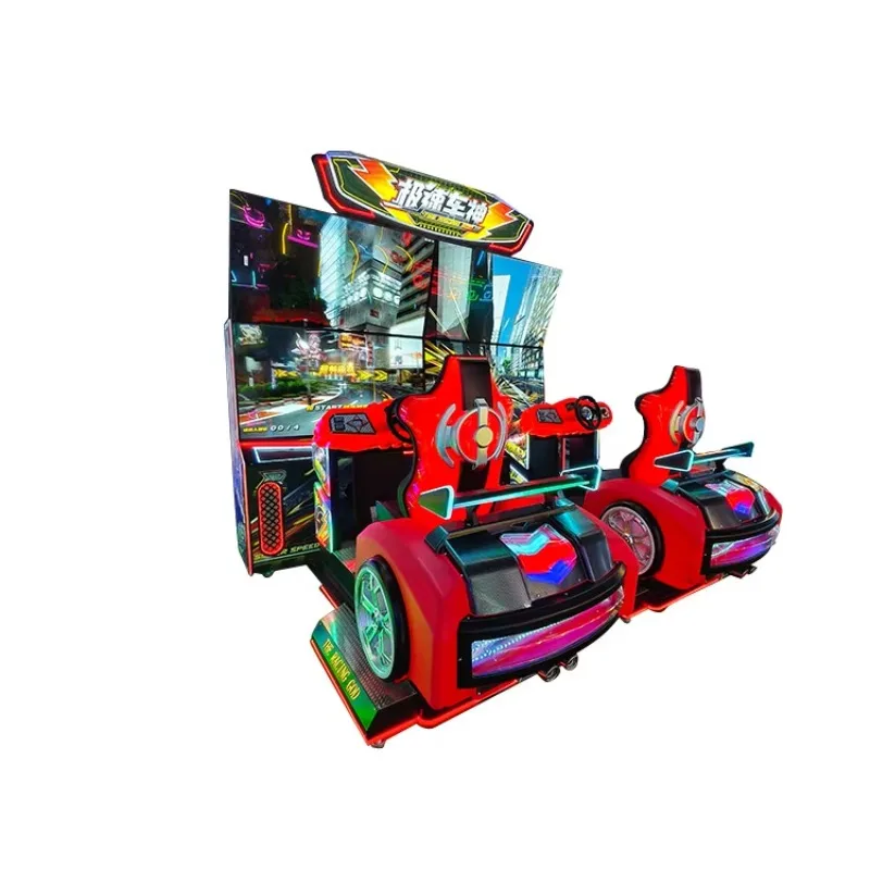 2026 New HD Dual Screen Car Racing Machine New Adult Dynamic Sonic Manic Racing Game Metal Coin  Games in English Customized