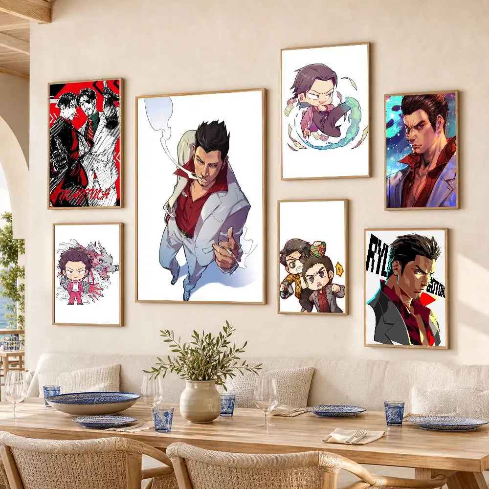 Kiryu K-Kazuma Majima Y-Yakuza  Poster Self-adhesive Art Waterproof Paper Sticker Coffee House Bar Room Wall Decor