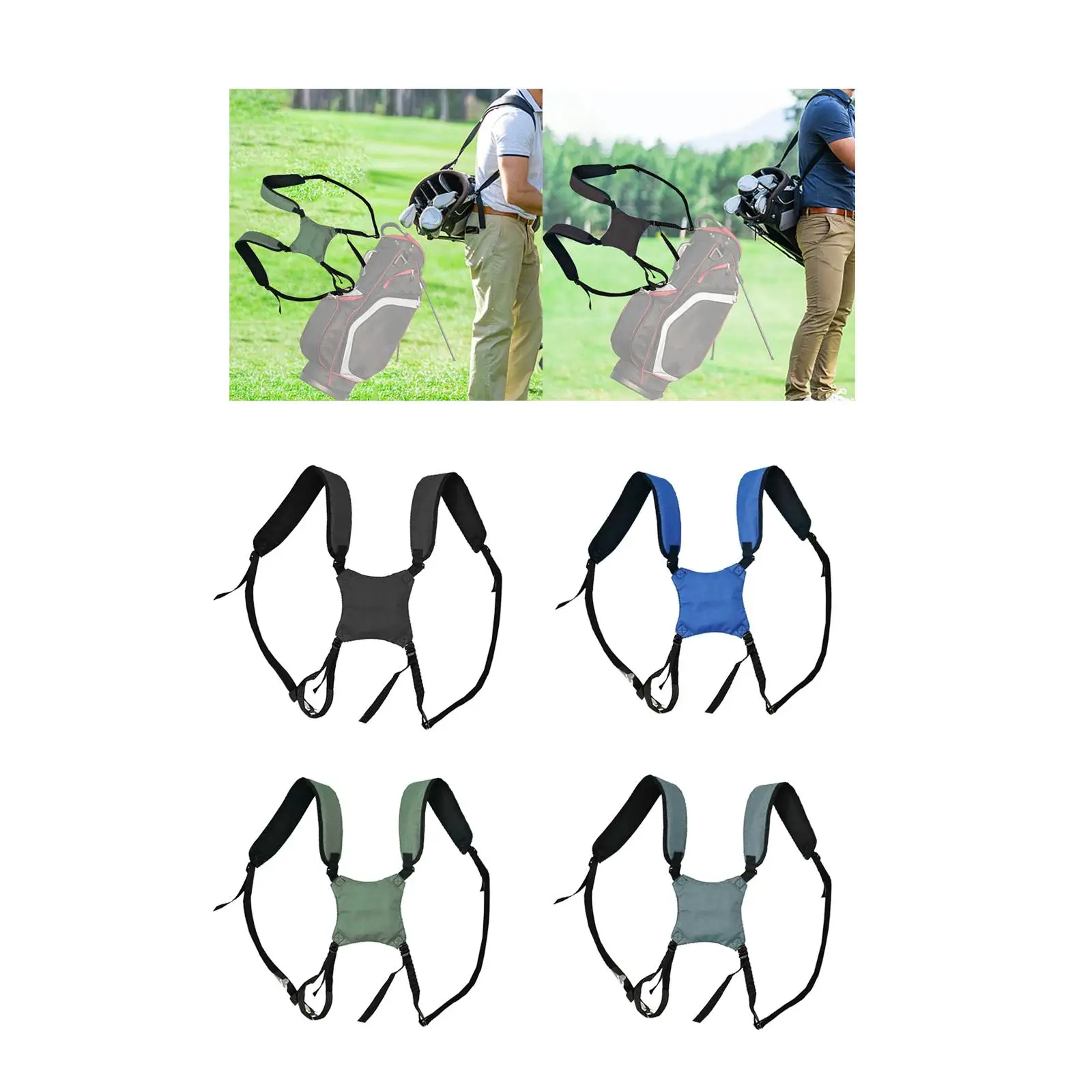 Golf Bag Double Shoulder Strap Adjustable Breathable Replacement Strap