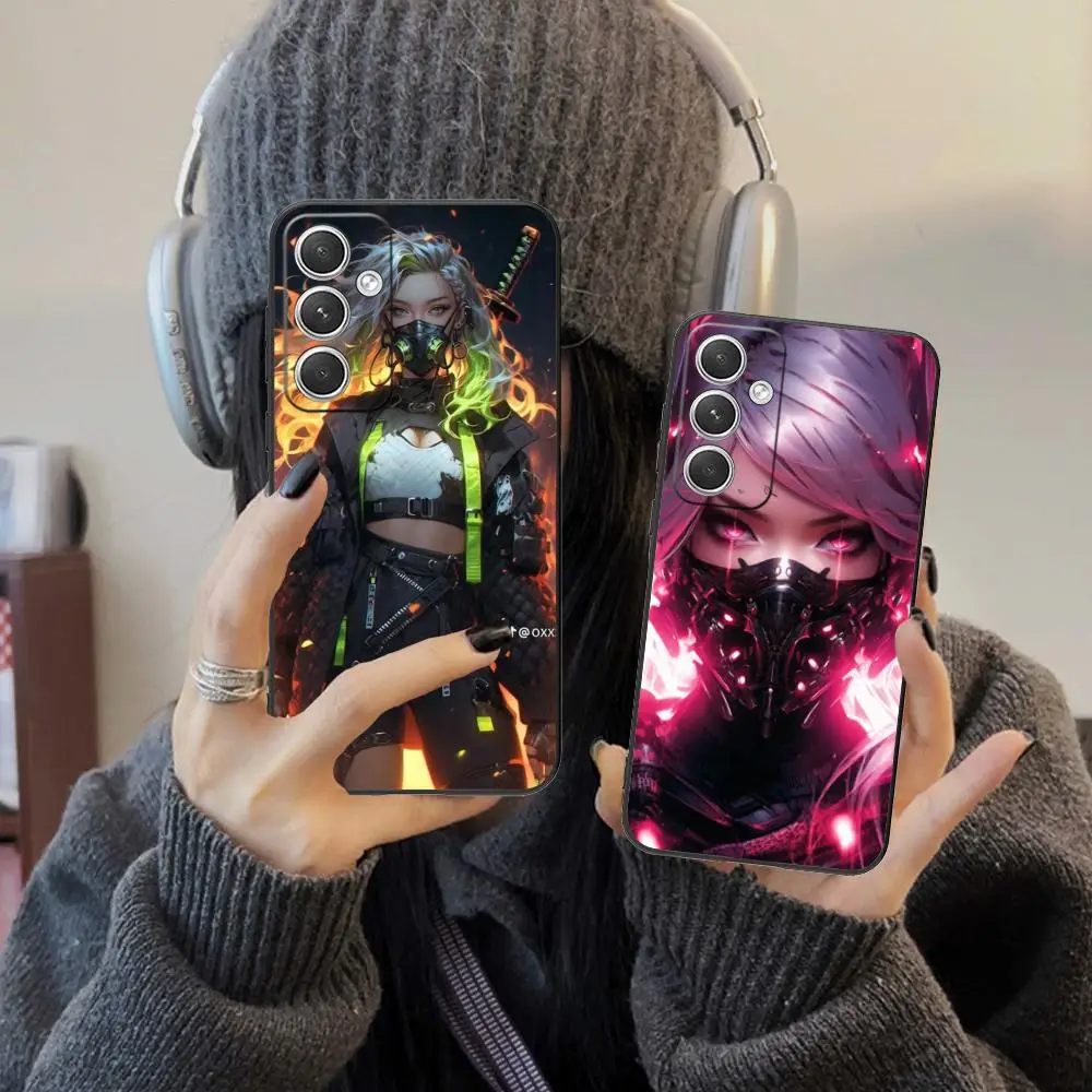 Anime Worrier Girl Mobile Phone Case for Samsung Galaxy S26 S25 S24 S23 S22 S21 S20 Note20 Plus FE Ultra Colorful Cover Cover
