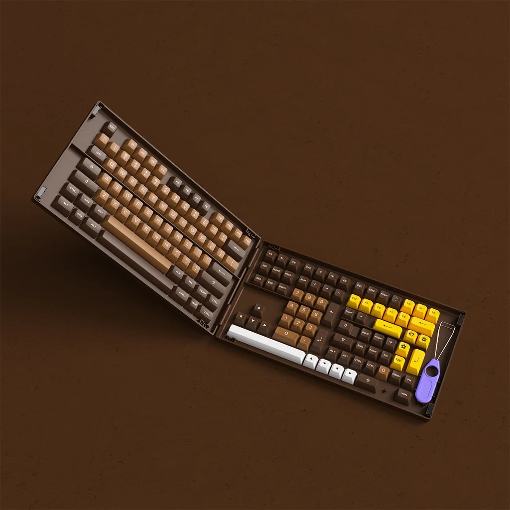 Akko Chocolate Keycap Set 178-Key ASA Profile PBT Double-Shot Full Keycap untuk Keyboard Mekanis Multi-layout dengan Koleksi