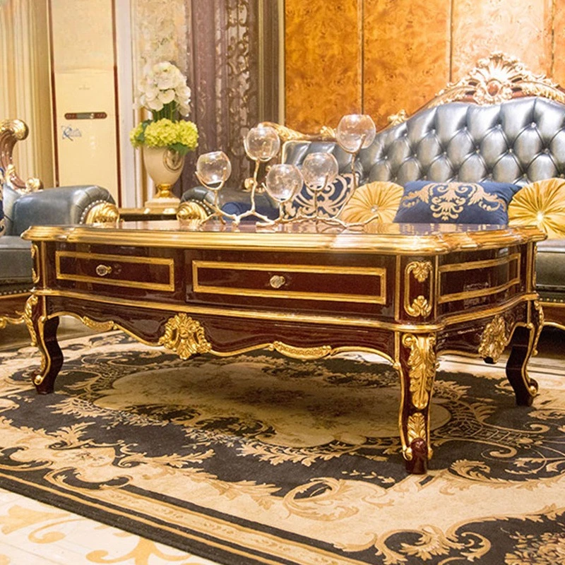 

European Solid Wood Coffee Table, Neoclassical Villa Living Room Luxury Large Coffee Table Modern Simple Suite Living Room