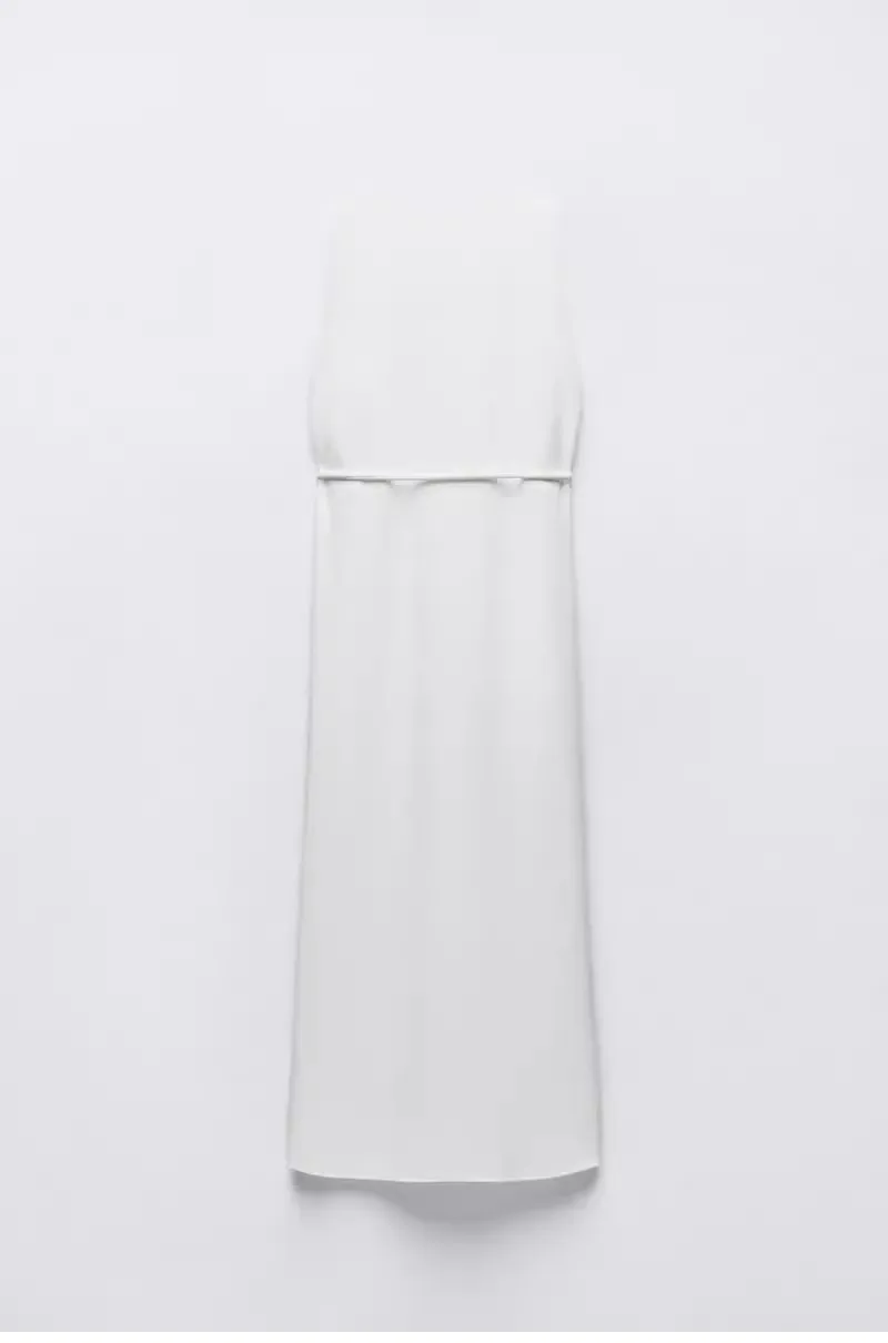 2024년 여름 신상 순백 분위기 롱 플리츠 스트랩 드레스 여성 패션 출근룩 스타일 V넥 반팔 가운