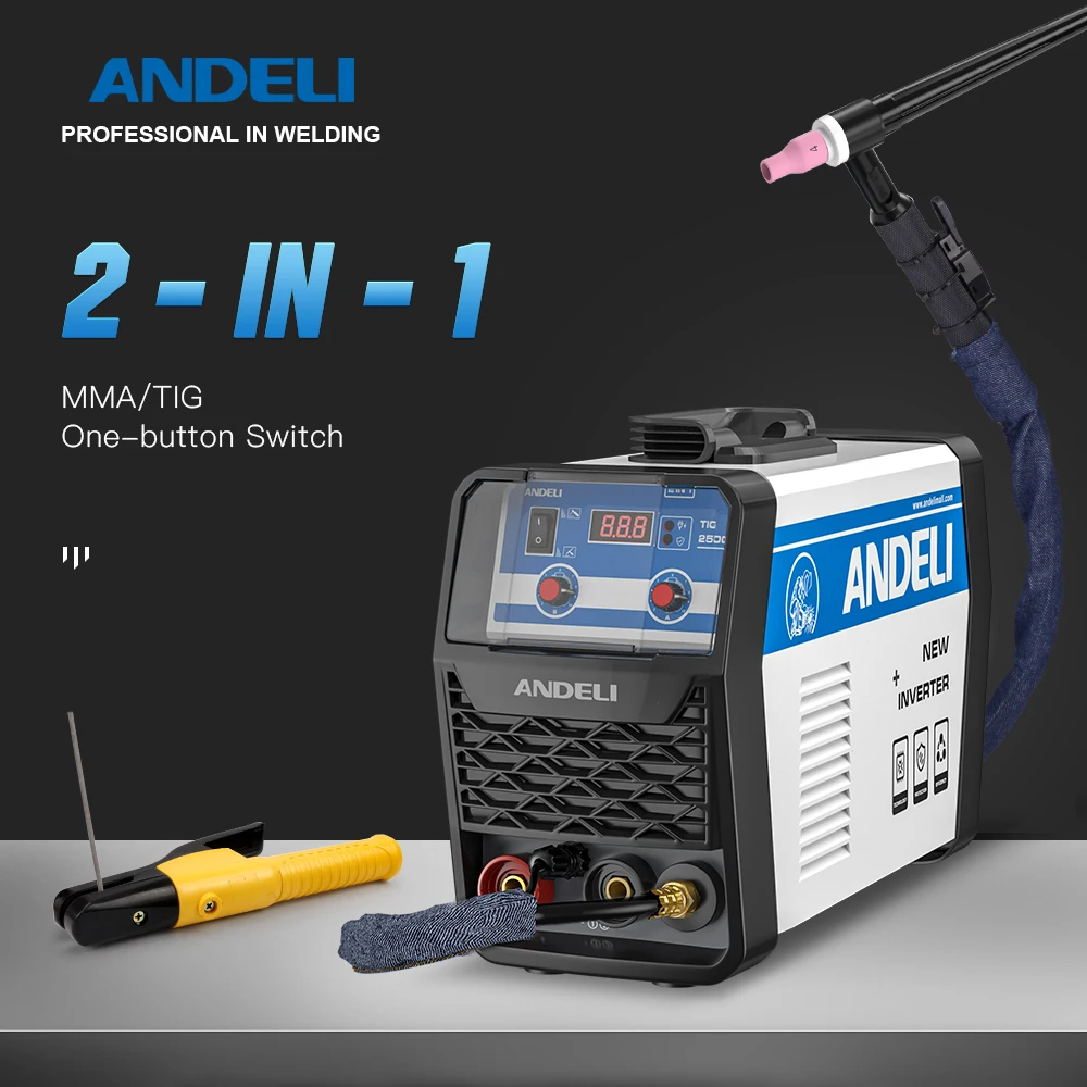 ANDELI TIG Welder TIG-250G 2 IN 1 HF TIG MMA Stick  Inverter Tig Welding Machine For Household Soldering