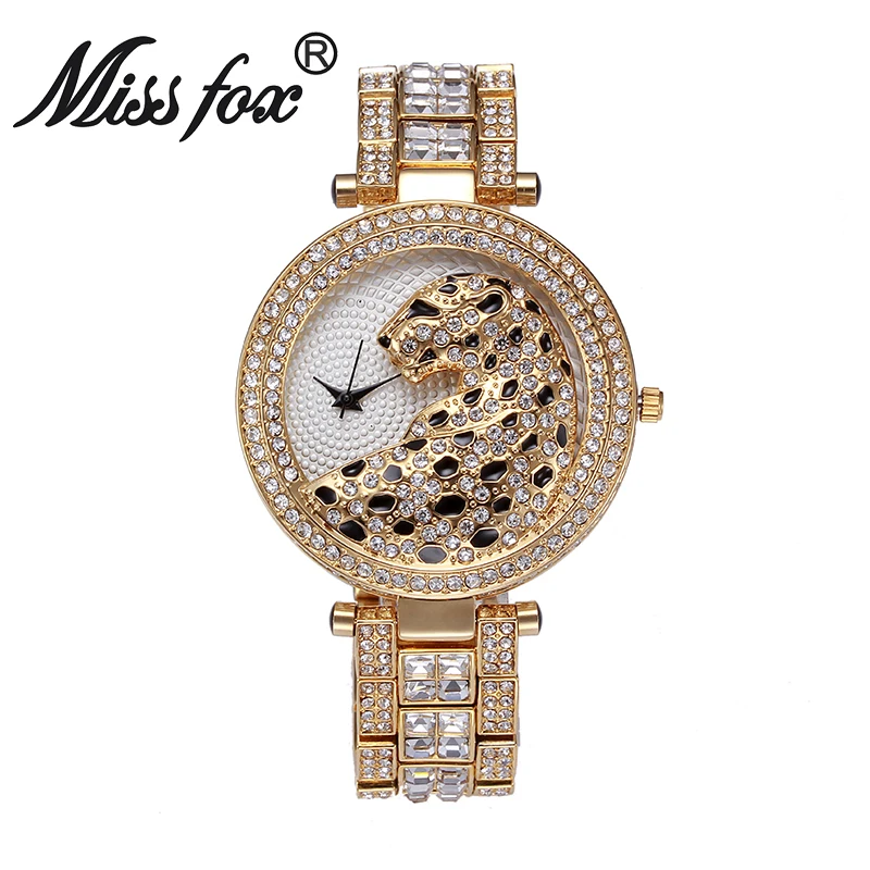 Luxury Women Watches Stainless Steel Ice Out Ladies Quartz Clocks New Fashion Luxury Gold Leopard Waterproof Girls Wrist Watch