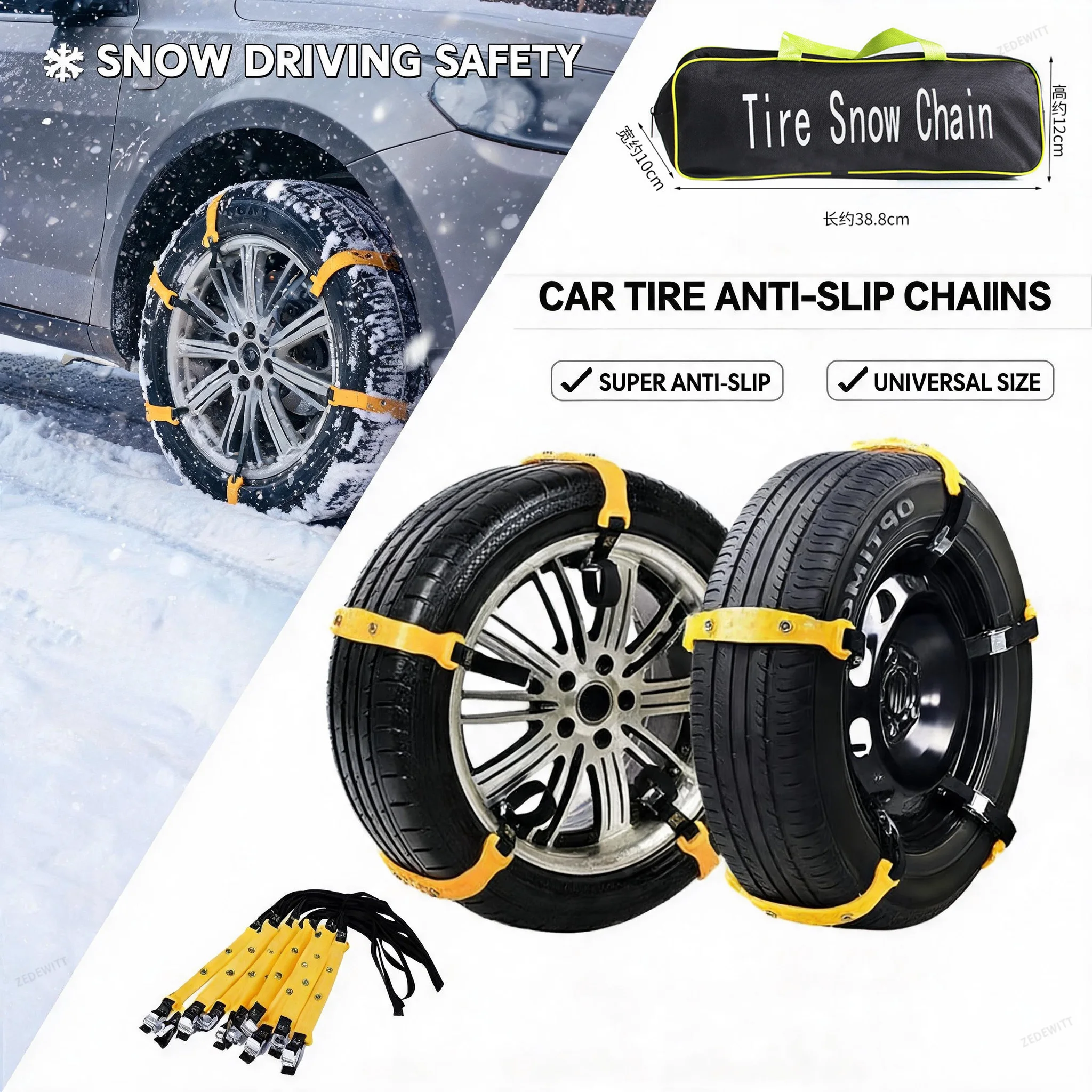 Off Road Winter Anti Slip Tire Chains 10PCS Snow Wheel Bands Anti Skid Safety Gear Fit Motorcycle And Automobile Snow Road Use