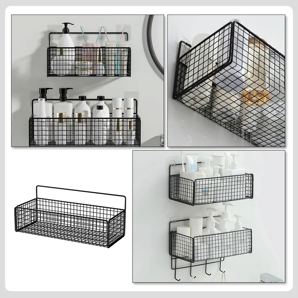 

Hanger Shelf Rack Stainless Iron Bathroom Hanging Organizer Wall Mounted Shower Basket