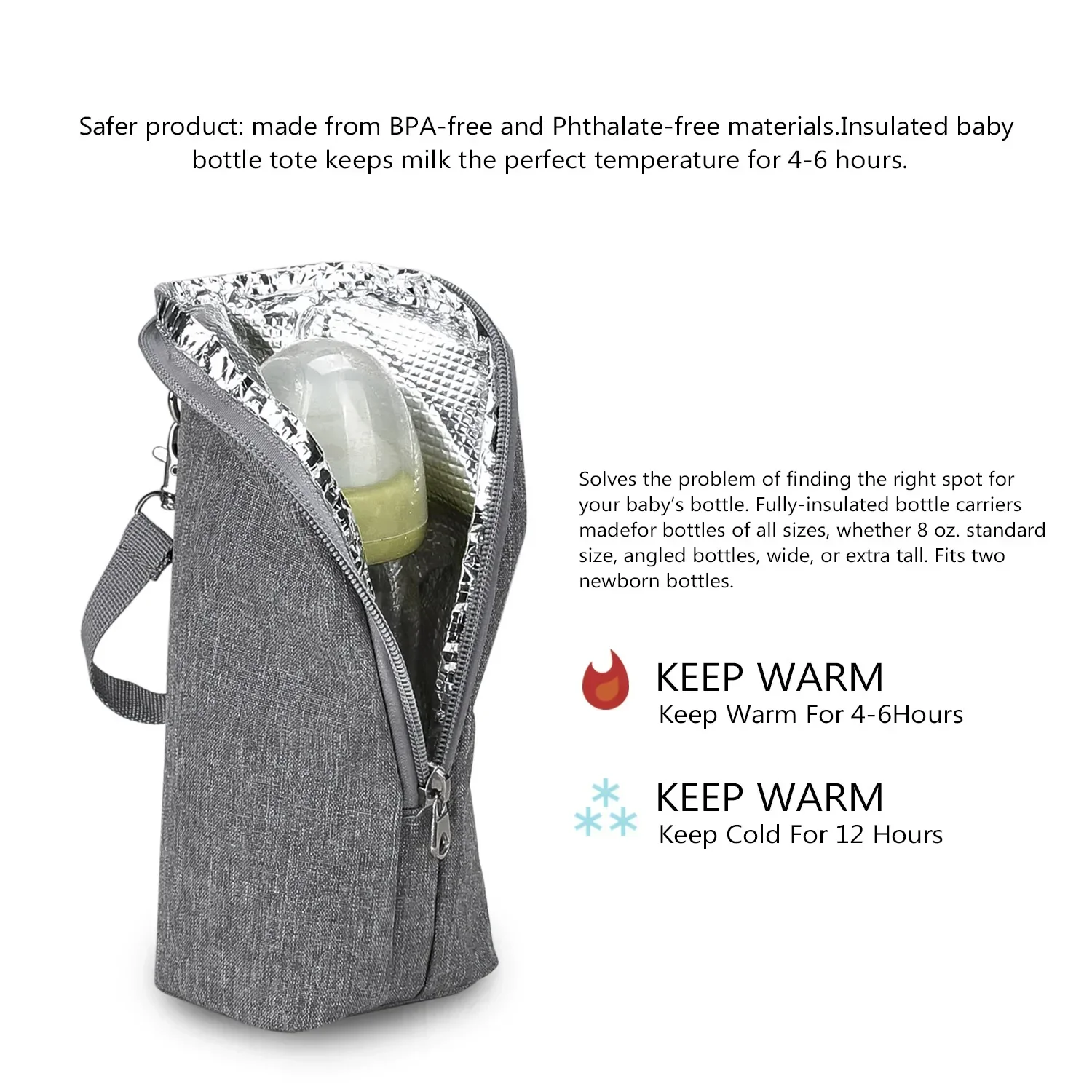 Babyflaschenwärmer-Tasche, tragbare Isolier-Tasche aus Aluminiumfolie für Babyflaschen, Hängetasche für Kinderwagen zum Aufbewahren von Bechern – Detail 14