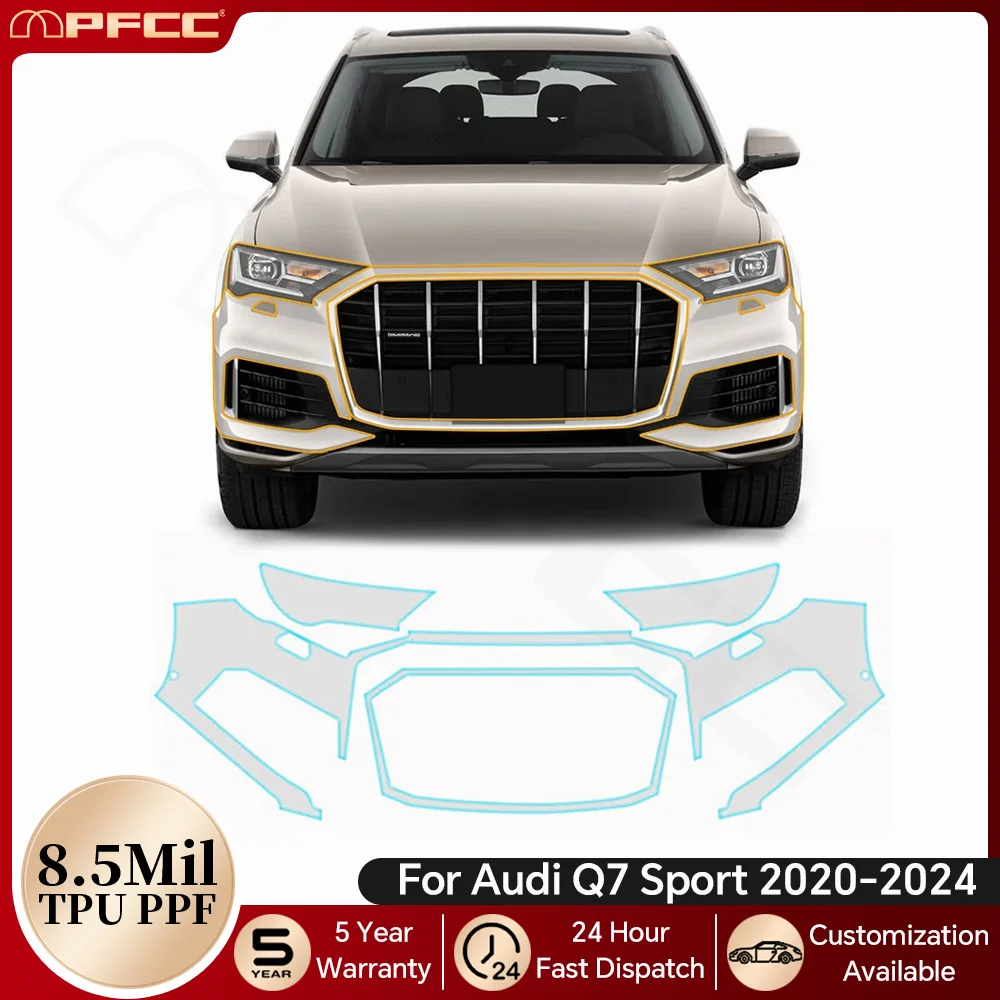 

For Audi Q7 Sport 2020-2024 8.5Mil TPU Paint Protection Film Pre-cut PPF Bra Car Body Anti-Scratch Clear Kit Resistant Cover