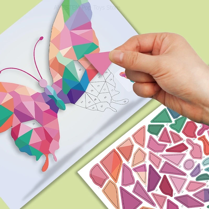 

3D Geometric Animal Jigsaw Puzzle Stickers DIY Handmade Creative Collage Stickers Art Set Development Focus Educational Toys