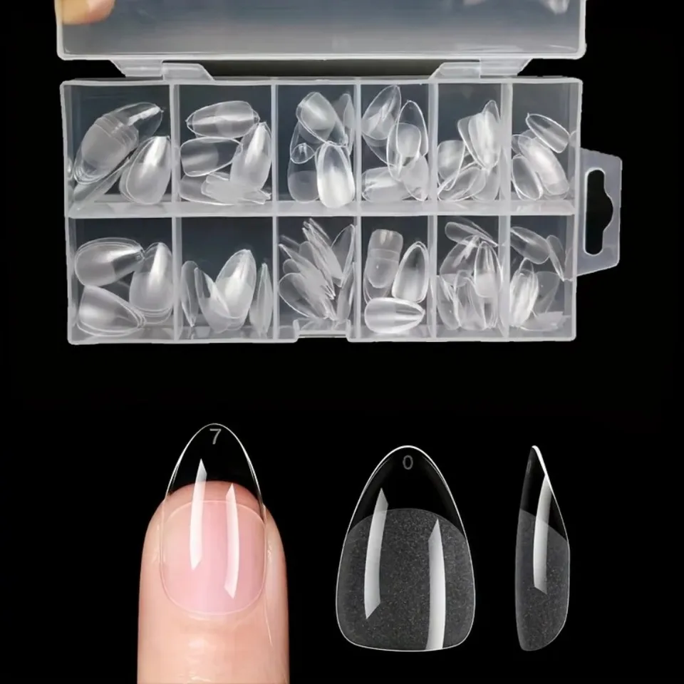 120 uñas postizas de cobertura completa, estilete, almendra, cuadrada, ataúd, francesas, puntas de gel removibles, cápsula 3