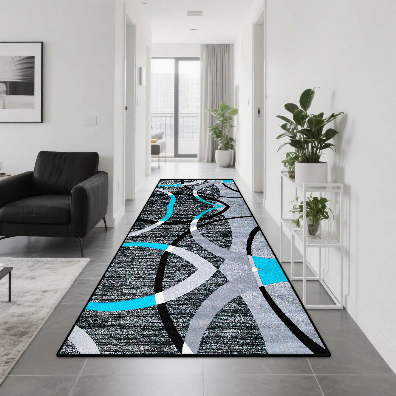 Modern Geometric Corridor Carpet Home Decoration Abstract Living Room Long Runner Rugs Bedroom Kitchen Aisle Easy Clean Foot Mat
