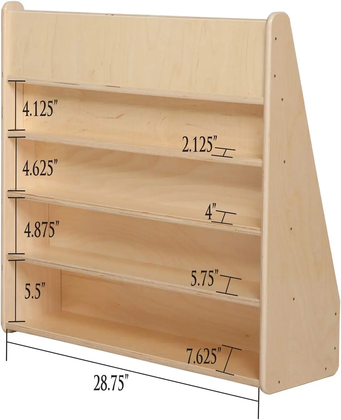 Soporte de exhibición de libros de 5 estantes para niños, 30' de ancho, almacenamiento trasero, fabricado en EE. UU.