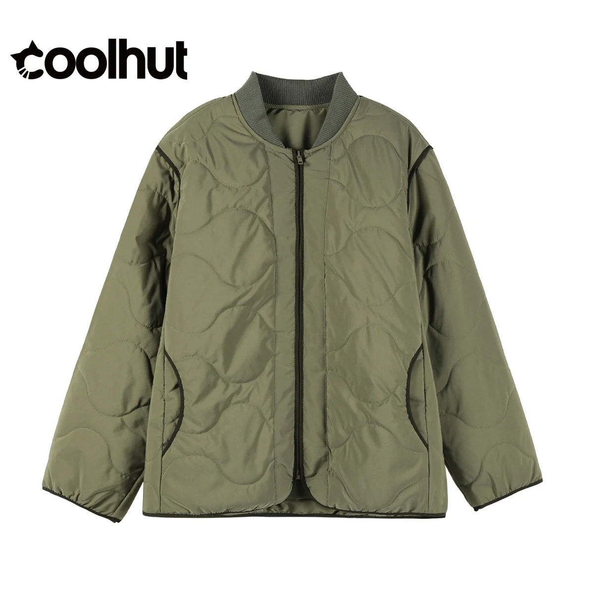 

COOLHUT Women's 2025 Vintage Baseball Puffer Coat | Gourd Print Oversized Quilted Bomber | American Retro Winter Parka