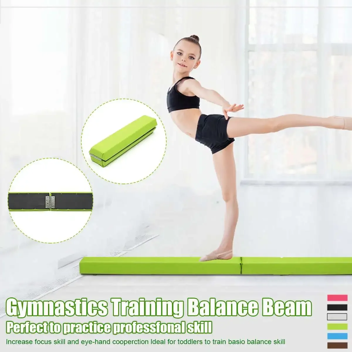 2.4M Balance Beam Folding Balance Beam Gymnastics Gym Training Equipment Gymnastics Accessories