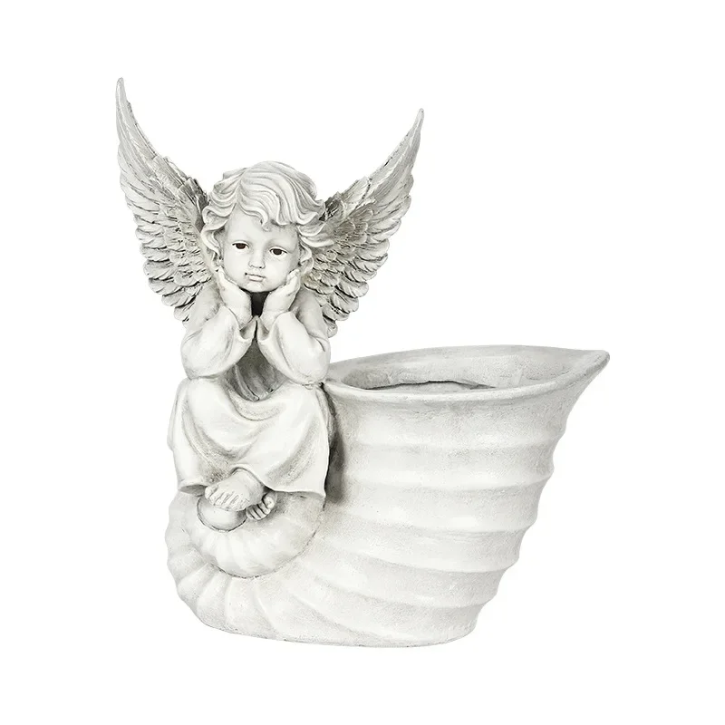 

European Style Courtyard Angel Flowerpot, Creative Home Garden Landscape Decoration, Balcony Flower Jar, Resin Crafts Sculpture