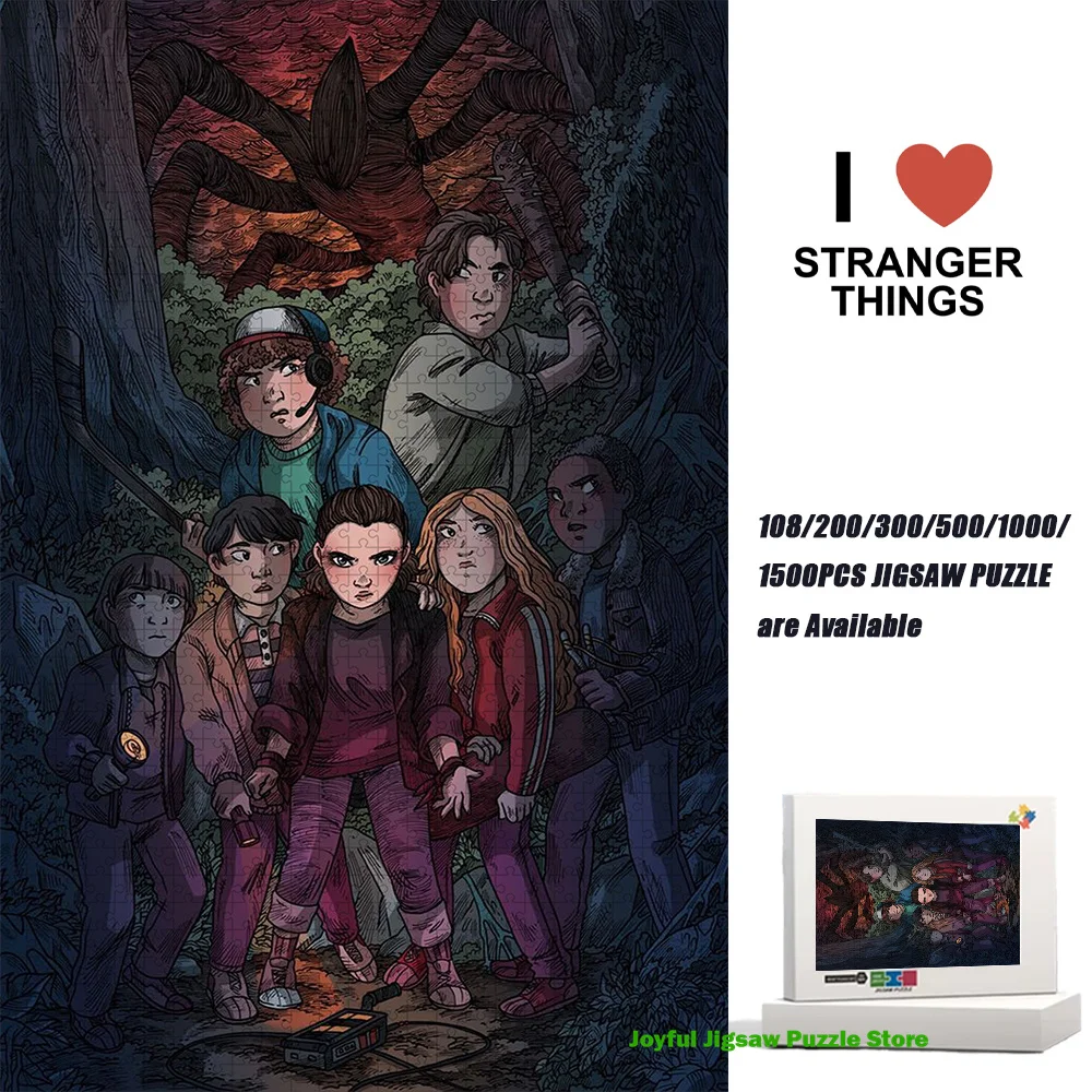 

Stranger Things Jigsaw Puzzle Cartoon Style Characters Decompression Toy Perfect Gift for Adults Teens Fans Home Decoration