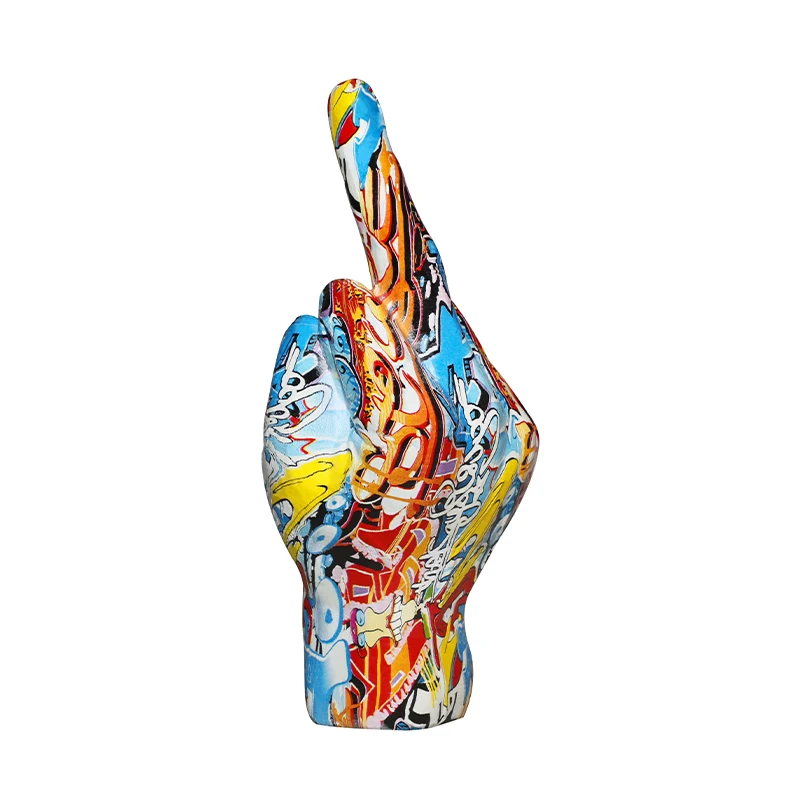 Graffiti Middle Finger Ornament Art And Crafts Resin Gesture Statue Desktop Ring A Living Room Home Decoration