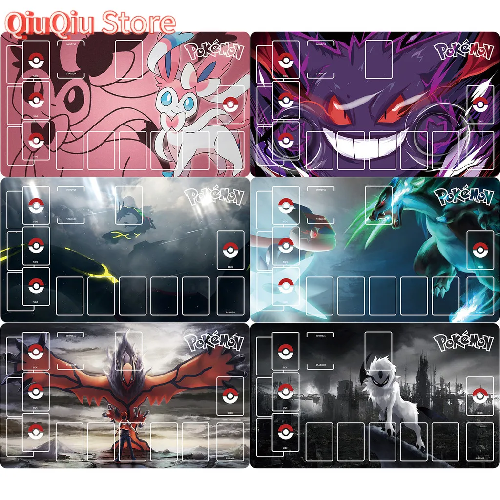 Pink Sylveon Shadow Print TCG Spielmatte, wasserdichte, rutschfeste Schreibtischunterlage