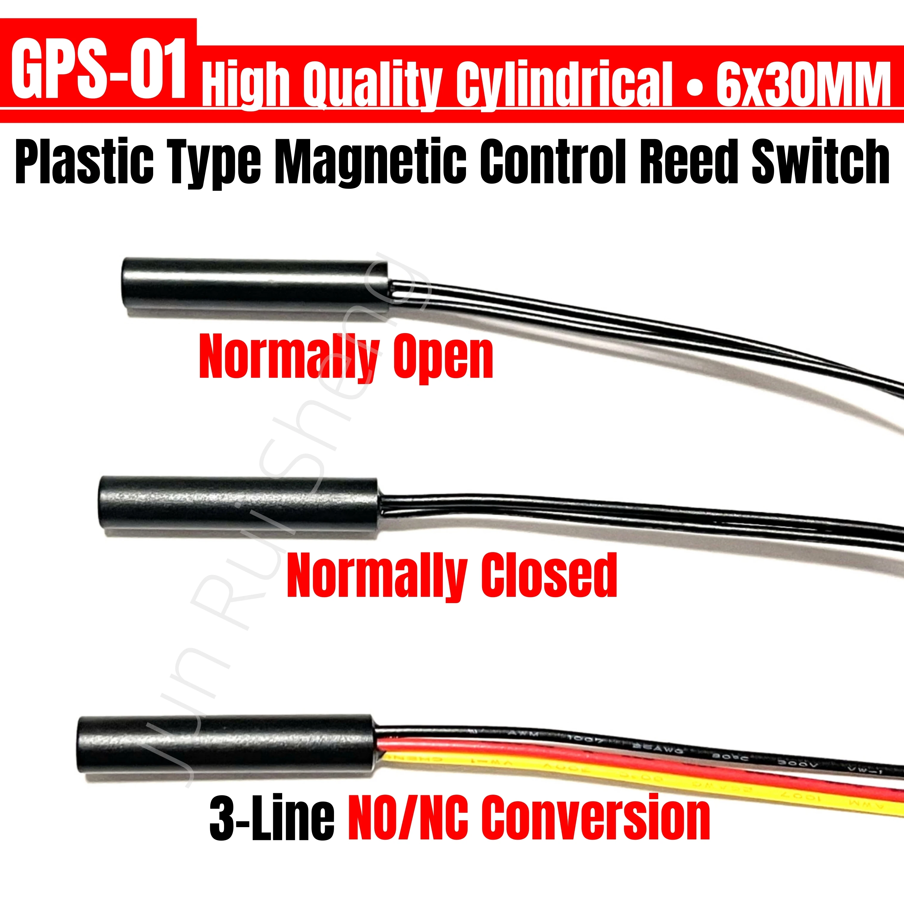 5PCS Cylindrical Reed Switch Magnetic Contact GPS-01 30MM Normally Closed/Open 3*Line NO NC Conversion Proximity Embedded Sensor