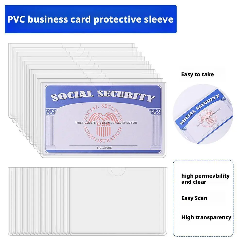 Waterproof PVC Card Holder Sleeve, Transparent ID Badge Holder for Driver License, Credit Card, Bus Pass, Medical Card Protector