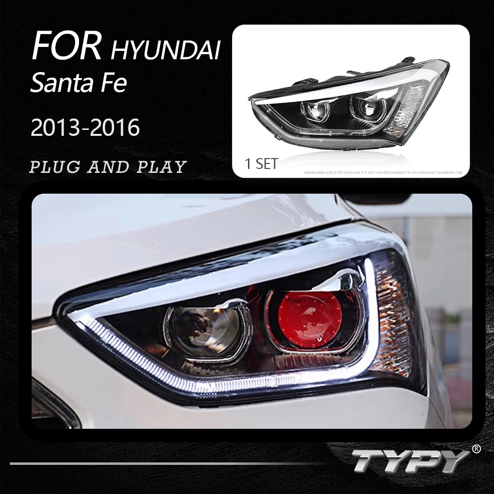 TYPY 2 PCS Car Lights LED Headlights Hyundai Santana Ford IX45 2013 2014 2015 Headlight Kit DRL Devil's Eye Plug and Play