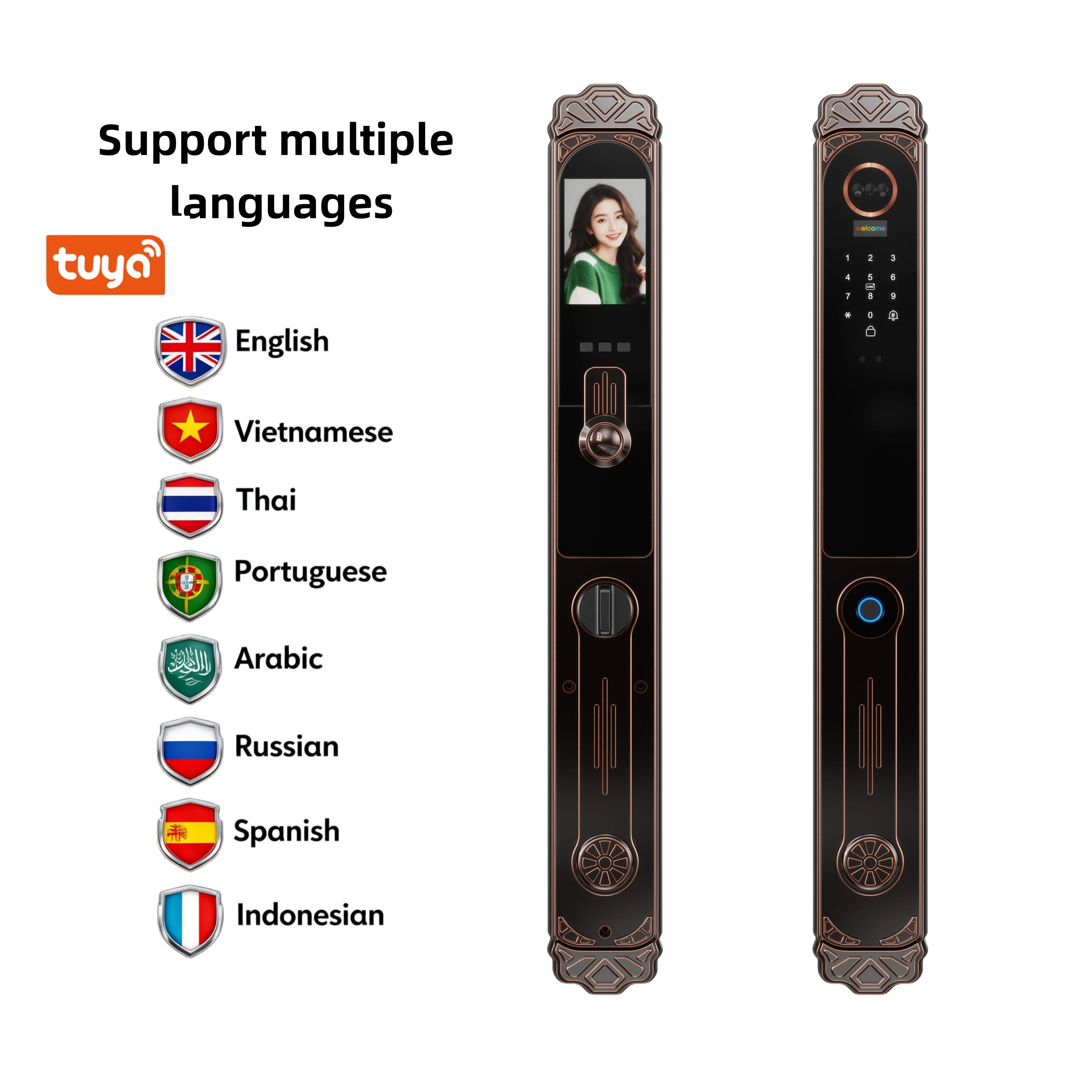 Smart Face Recognition Lock For Outdoor Double Doors - Waterproof & Sunproof Automatic Villa Gate Lock