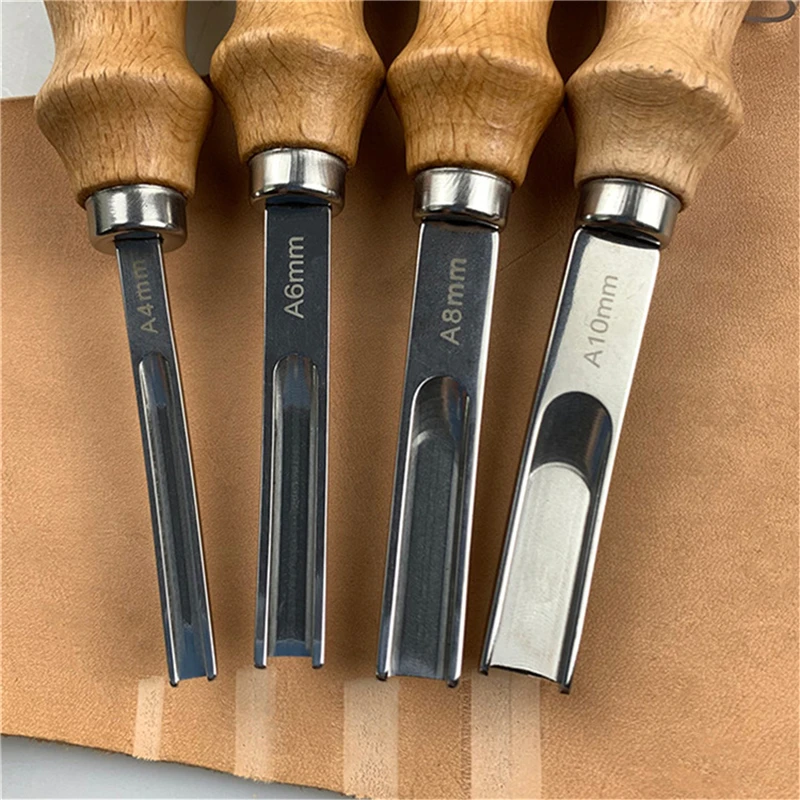 Practical Leather Craft Edge Beveler Skiving Beveling Knife DIY Cutting Hand Craft Tool With Wood Handle A4mm A6mm A8mm A10mm