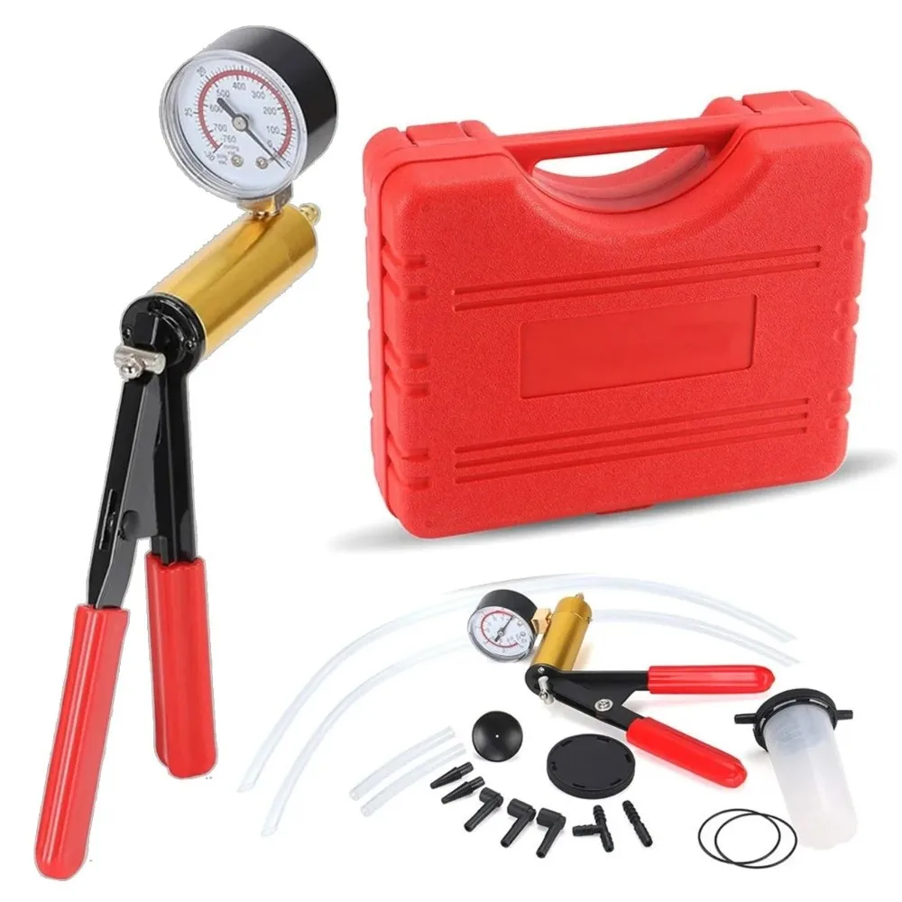 Portable 2-in-1 Brake Bleeder Kit – Durable Aluminum Vacuum & Pressure Pump Tester with Gauge, Manual Vacuum Pistol for Automotive Service 1