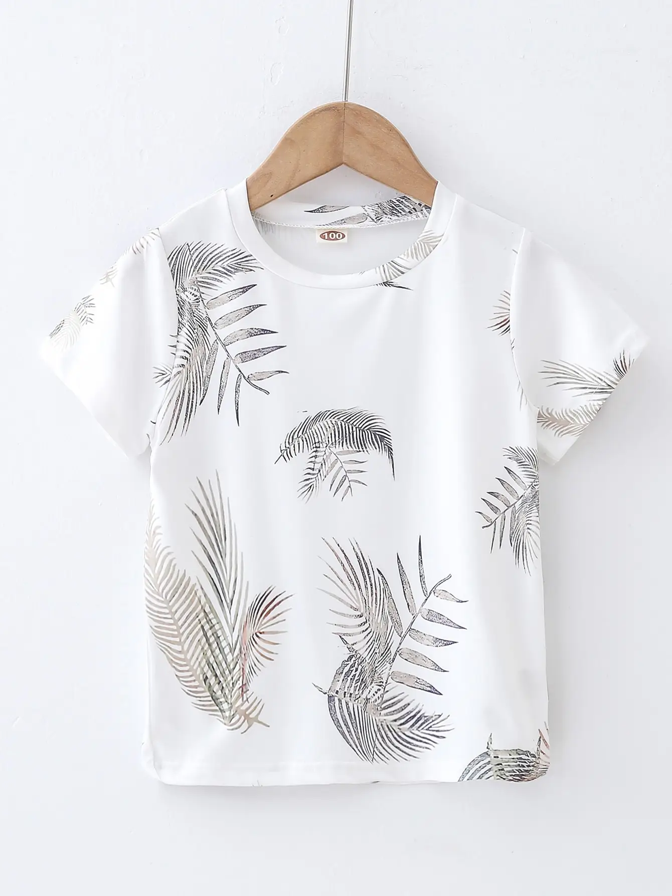 Hot White Children's Coconut Tree Print Short Sleeve Summer Casual Fashion Comfortable Children's Short Sleeve