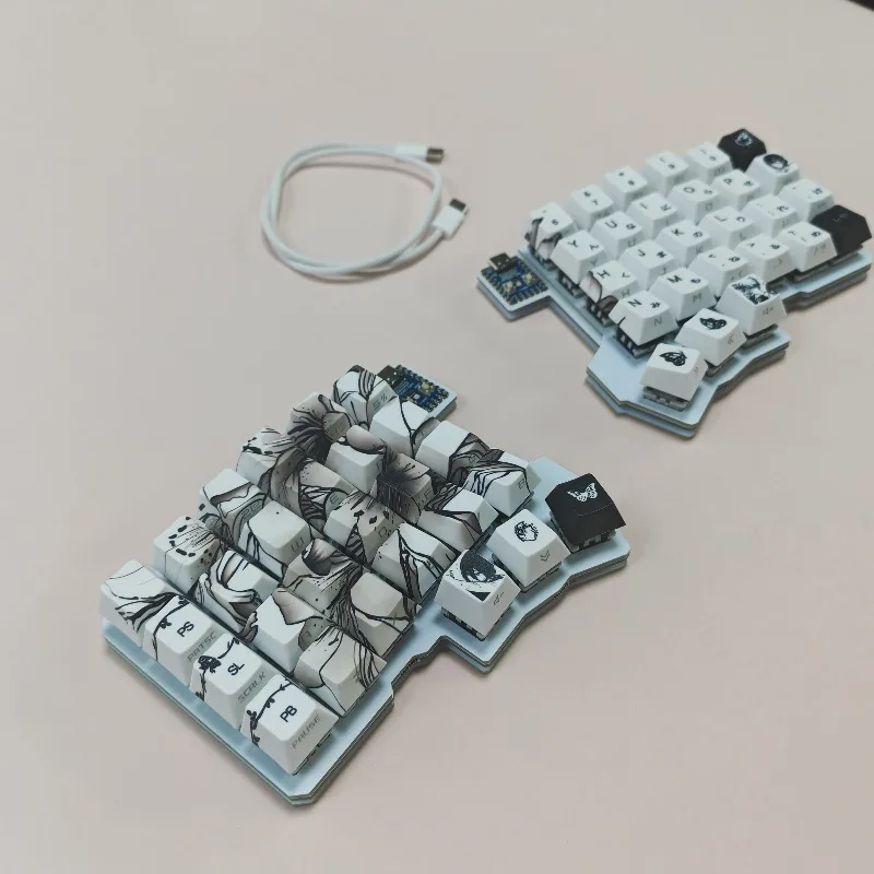Silakka54 Split Mechanical Keyboard Custom Wired Ergo Single Mode Hot Swap Ergonomic Silica54 Gaming Keyboard Support QMK / VIAL