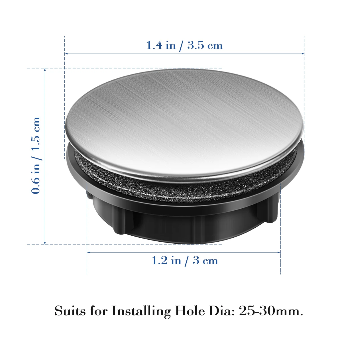 STOBOK-Couvercle de trou de robinet d'évier de cuisine en acier inoxydable, couvercle de trou de distributeur Regina, trou de 25-30mm, maison