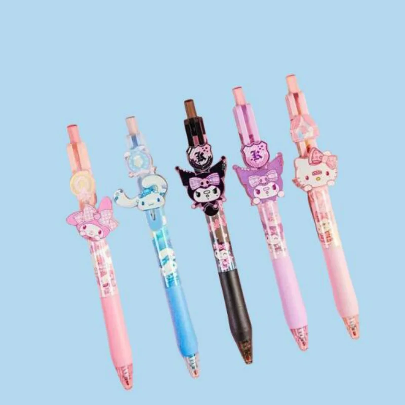 

15/30 Kawaii Sanrio Melody Kuromi Cinnamoroll Kitty Press Gel Pen Cute 0.5mm Black Ink Neutral Pens Office School Supplies