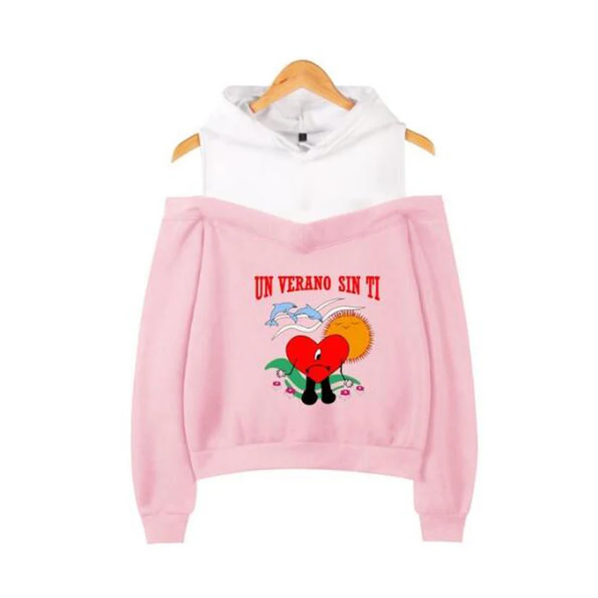 Rapper Schlechte Bunny Un Verano Sin Ti Neue Album Frauen Hoodie Sweatshirt Street Hip Hop Sexy Off Schulter Pullover Mit Kapuze jacke