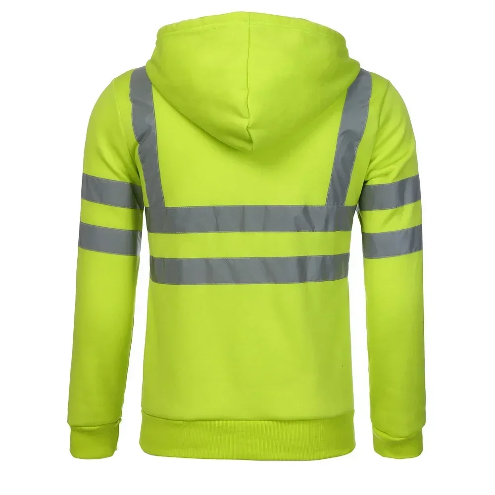 TPJB Men's Jacket Road Work High Visibility Reflective Pullover Long Sleeve Hooded Sweatshirt Casual Windbreaker Jackets Coat