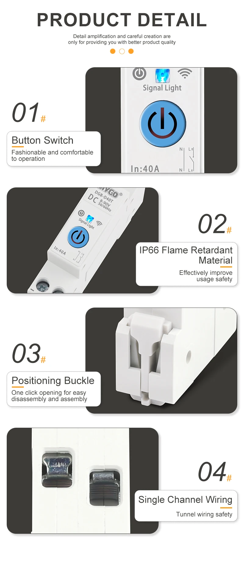 DIY GO DC 1P+N 40A Steuerschalter von TUYA APP WIFI Smart Leistungsschalter MCB DIN-Schiene für Smart Home drahtlose Fernbedienung ﻿ – Detail 3