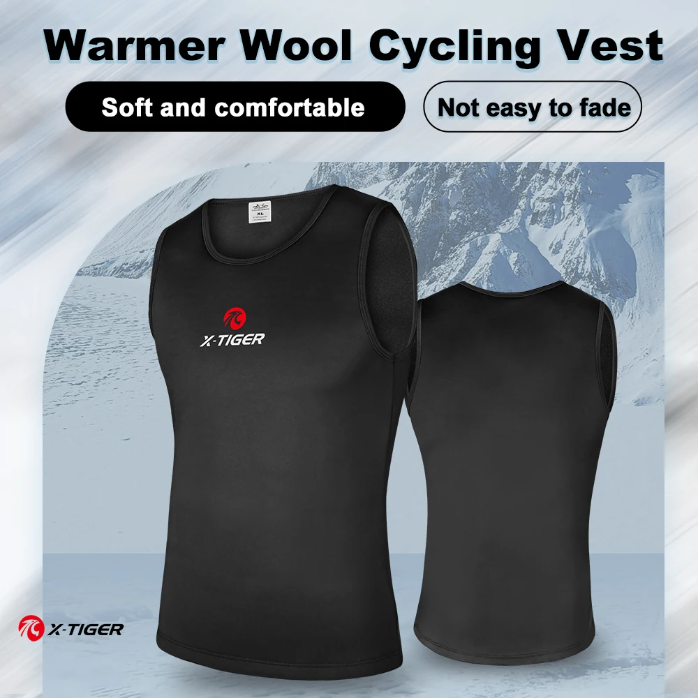 X-TIGER Bicycle Fleece Sleeveless Vest Warm Cycling Vest Winter Cycling Base Layer Sleeveless Warm Sports Cycling Jersey 2024