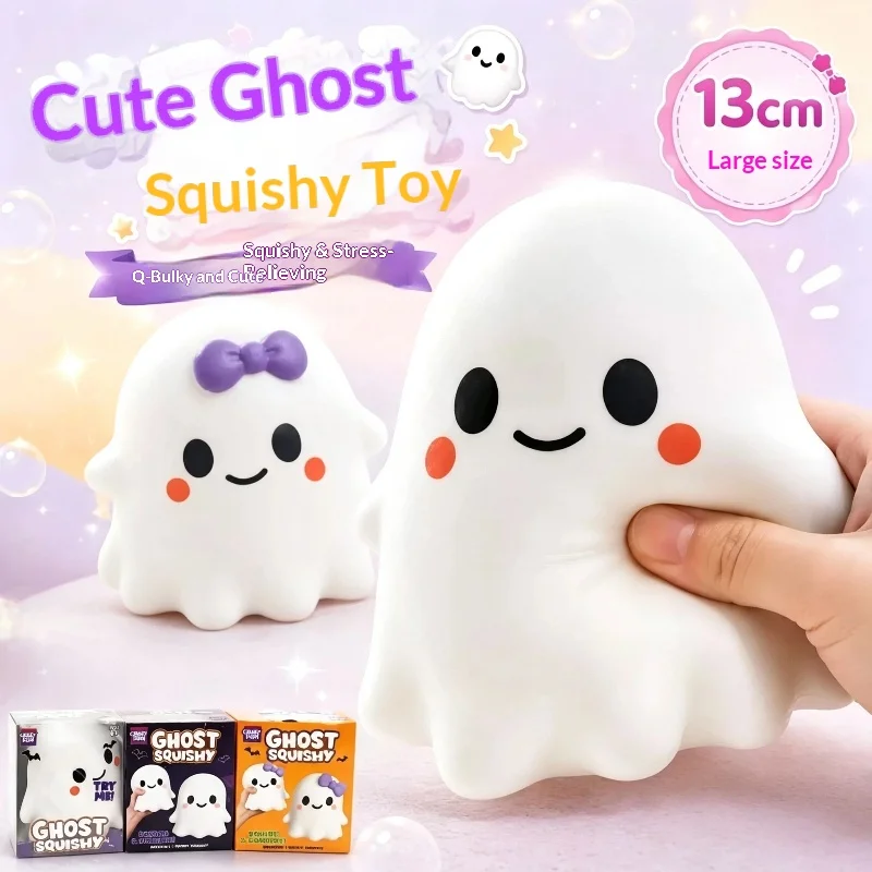 13cm Großes Niedliches Geister-Squishy-Spielzeug Langsam Aufsteigendes Quetsch-Stressabbau-Spielzeug Fensterbox-Verpackung Schreibtisch-Deko Halloween-Party-Geschenke
