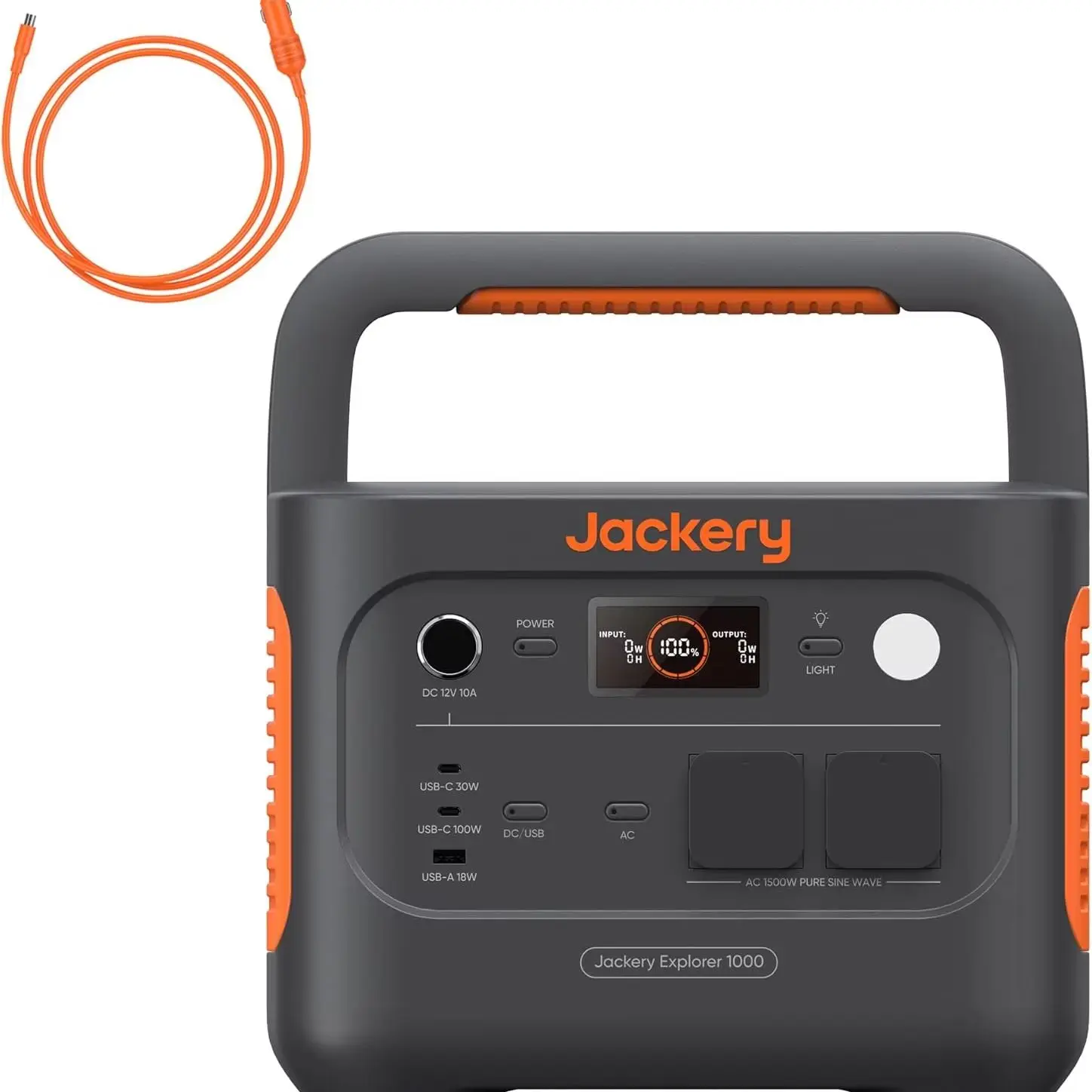 Jackery Explorer 1000 v2 Tragbare Powerstation mit DC8020 Kfz-Ladekabel, 1070Wh LiFePO4 Solargenerator, 1500W AC/100W USB-C Ausgang, 1 Std. Schnellladung, für Outdoor Camping, Wohnmobil