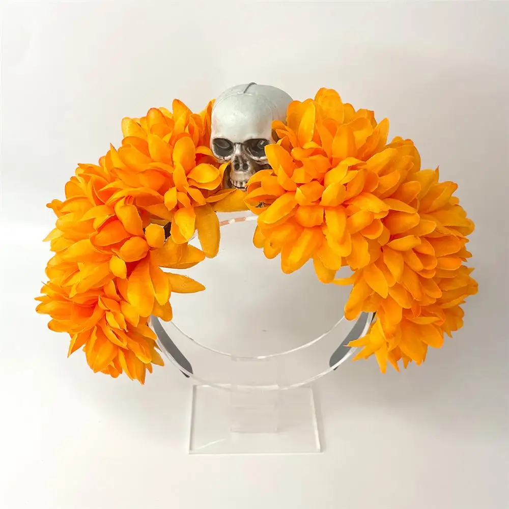 Retro Spider Skull Halloween Headpiece Party Costume Hair Accessories Mexican Rose Flower Crown Flower Headbands for Women