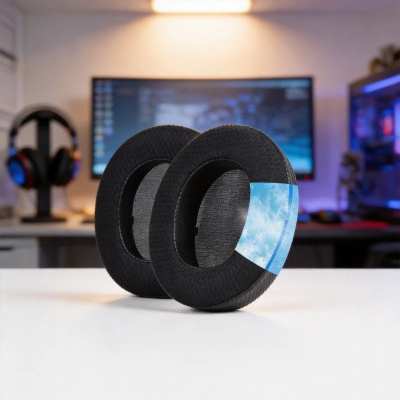 Q6PA Headsets Refreshing Ear Pad Replacement, Breathable Meshes Ear Cushions for Arctis NovaElite Earphone Earmuff for Study