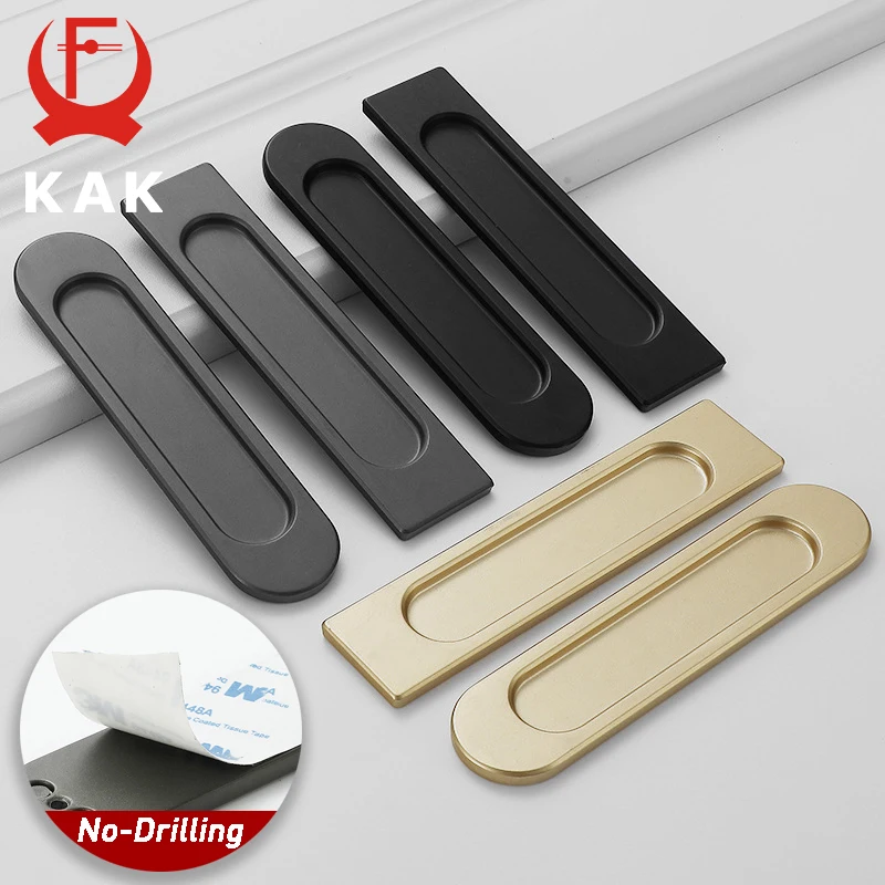 KAK Black Sliding Barn Door Handle Non-Punch Sliding Door Handles Black Cabinet Handle Pulls Furniture Door Hardware No-drilling