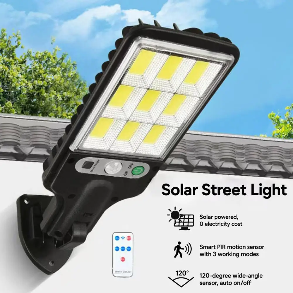 Solar Street Lights Outdoor COB LED With Lights Reflector 3 Lighting Modes Human Body Motion Sensor Wall Light for Garden