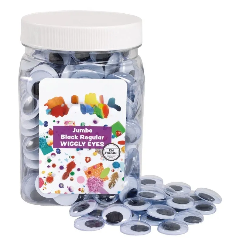 

Googly Eyes, 300 Pieces in Jar, Storage, Black & White, 3/4 Inches Each, Arts & Crafts, for Kids