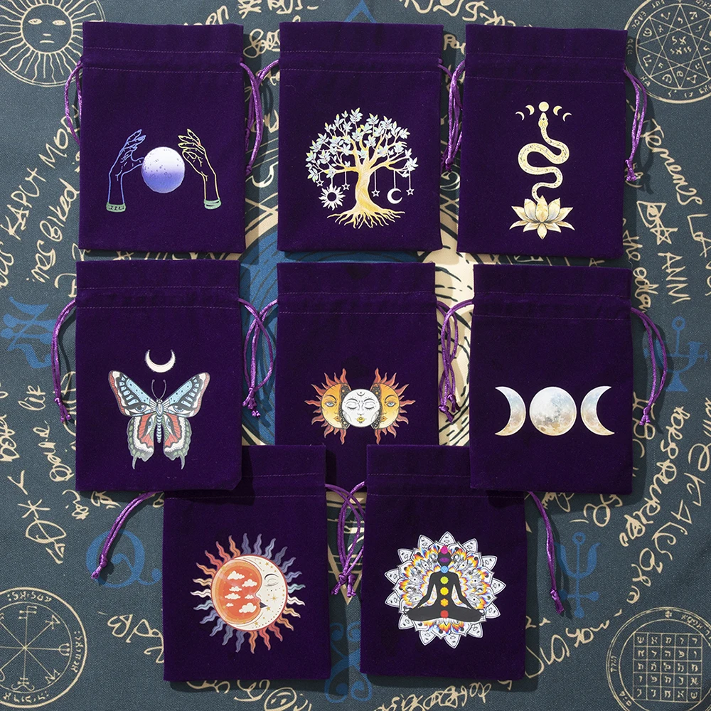 Color Tarot Card Velvet Storage Bag Tarot Dice Organizer Drawstring Holder Bag Jewelry Pouch for Tarot Enthusiasts Hand Gift Bag