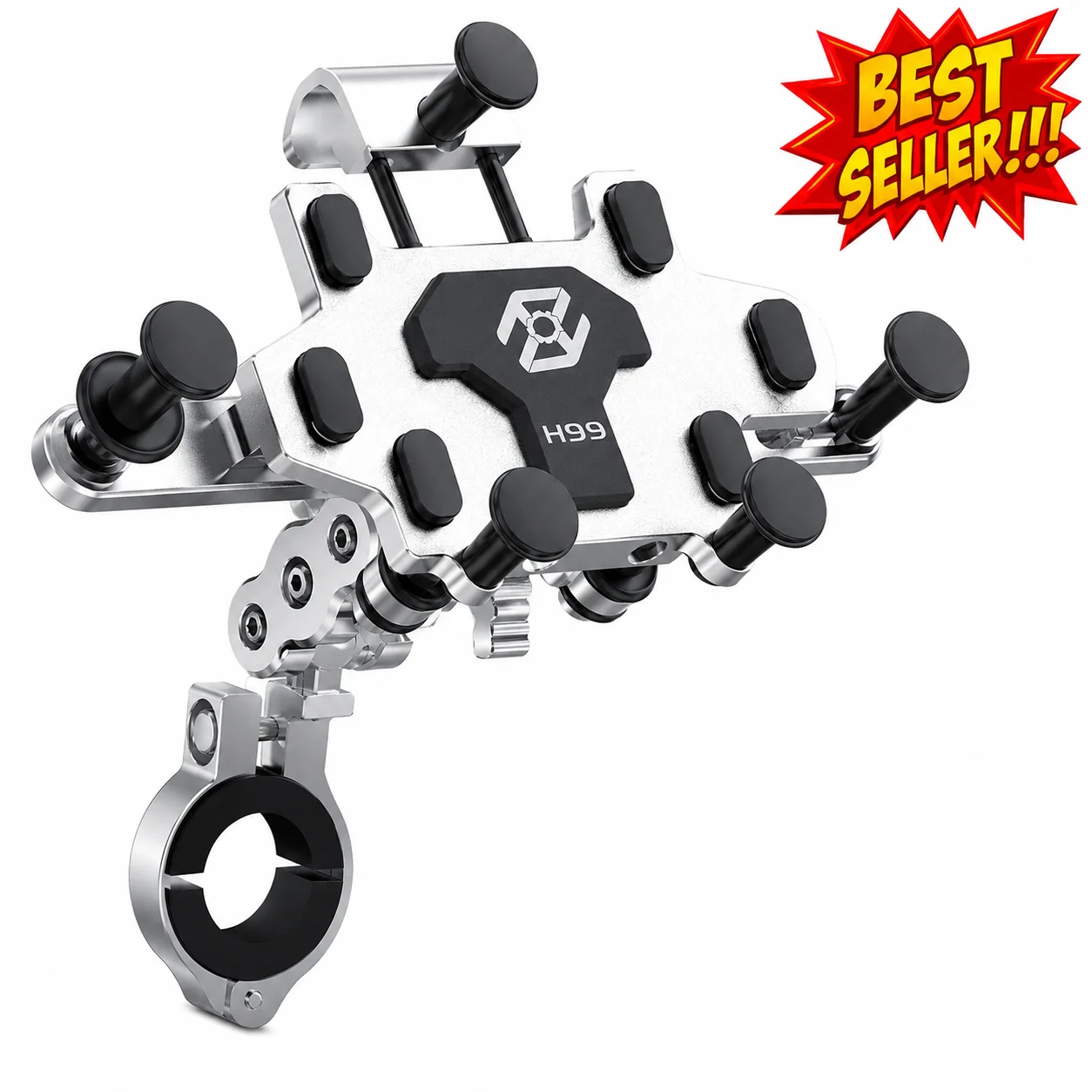 Motorcycle Phone Holder H99 Aluminum Alloy Shock Absorbing Handlebar Mount Five Point Grip 360 Rotary Navigation Bracket E-Bike