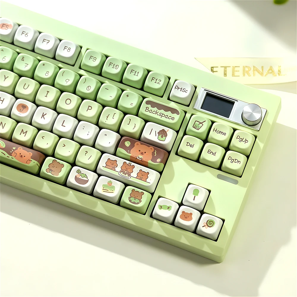 

MOA Bear Keycaps, PBT, Cute, Rounded, Customized, 132 Keys for 60, 64, 84, 98, 108 Gaming Mechanical Keyboard, MX Switch