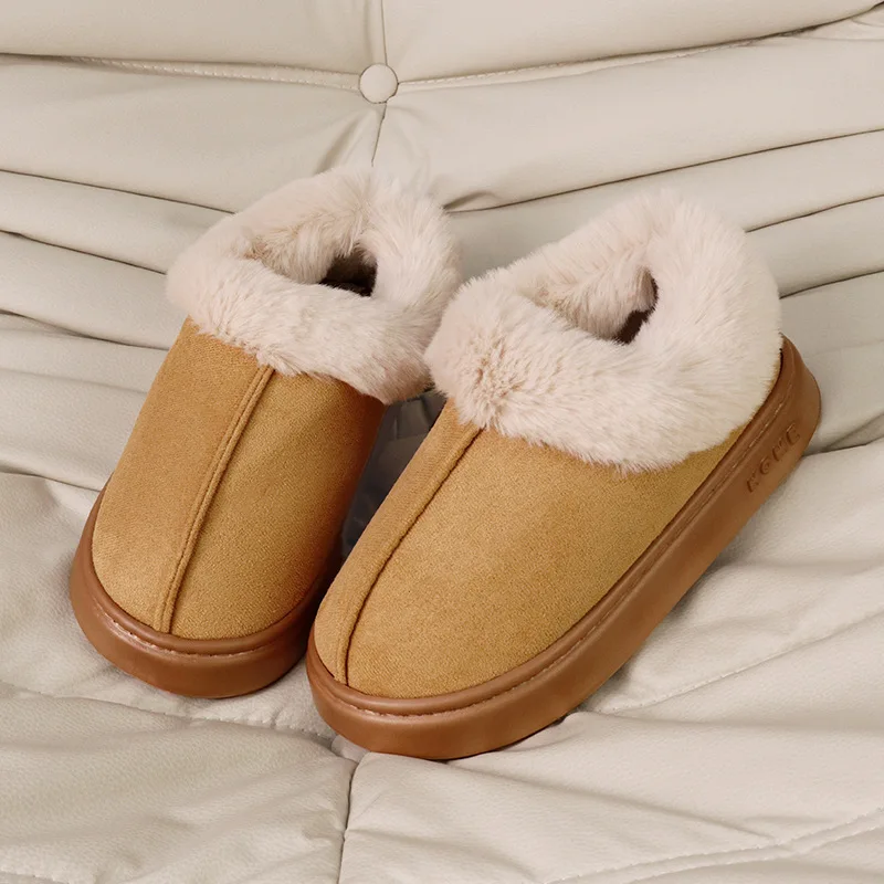Verdickte warme Plüsch-Schneestiefel für Damen, Winter 2022, flauschige Kunstpelz-Baumwollschuhe, Damen, dicke Sohle, rutschfeste Komfort-Hausschuhe – Detail 10